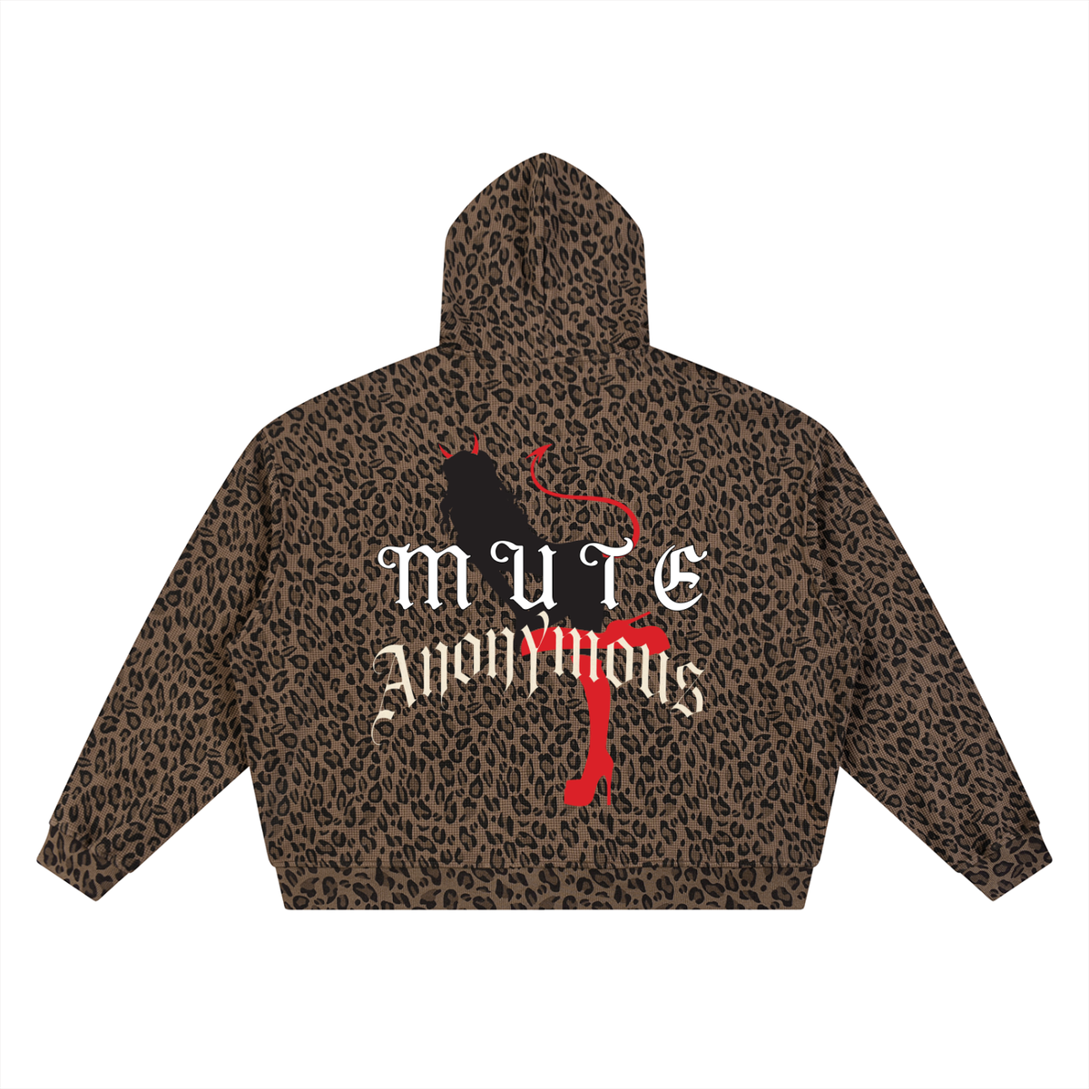 Unisex Leopard Print Waffle Full Zip Hoodie