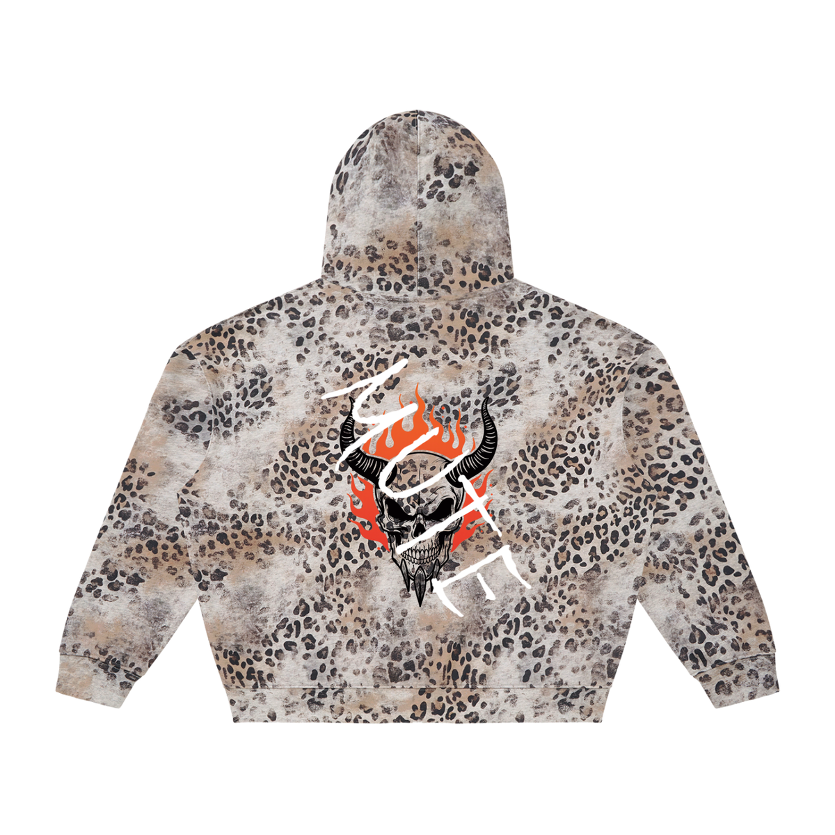Unisex Vintage Wash Leopard Full Zip Hoodie
