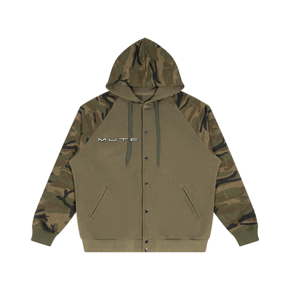 Unisex Camo-Splice Raglan Zip Hoodie